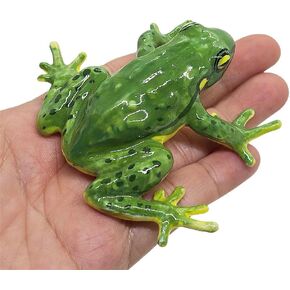 WitnyStore ½" Long Red-Cheeked Green Frog Ceramic Figurine - Ceramic Frog Toad Amphibian Animal Tiny Figurine Miniature Hand Made Painted Porcelain Gift Souvenir Decorative Collectible in Kuwait