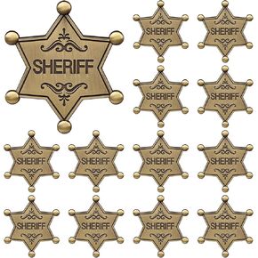 12 PCS Vintage Metal Sheriff Badge for Kids Adults Western Cowboy Party Favors Wild West Themed Decorations Carnival Prizes Birthday Gift Fillers Sheriff Star Badge Bulk Pack in Kuwait