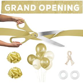 Deluxe Silver Grand Opening Ribbon Cutting Ceremony Kit - 25" Giant Scissors with Silver Satin Ribbon, Banner, Bows, Balloons & More in Kuwait