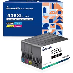 خراطيش حبر 936XL بديلة لمجموعة خراطيش الحبر HP 936e 936XL المتوافقة مع طابعة HP OfficeJet Pro 9110b 9120b 9130b OfficeJet Pro Wide Format 9720 9730 (أسود سماوي أرجواني أصفر) in Kuwait