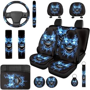 Brown Cow Print Car Seat Covers Set 14 Pcs with Steering Wheel Cover Seat Belt Cover Center Console Cover Head Rest Protector Fit Most Car, Truck, SUV, or Van in Saudi Arabia