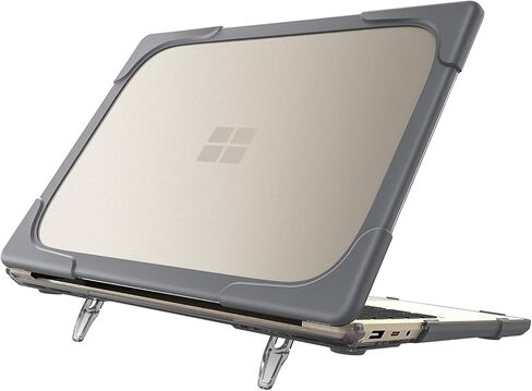 حافظة متينة لجهاز Microsoft Surface Laptop Go 1/2 12.4 بوصة (الموديلات: 1943/2013)، غطاء حماية صلب نحيف شديد التحمل مقاوم للصدمات مع مسند قابل للطي (كاكي) in Saudi Arabia