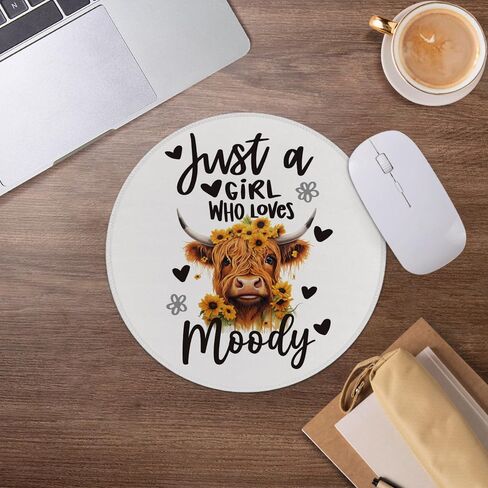 Highland Cow Mouse Pad,Cute Cow Floral Mousepad for Desk Home Office Dorm Computers Laptop Accessories,7.9x7.9 Inch in Saudi Arabia