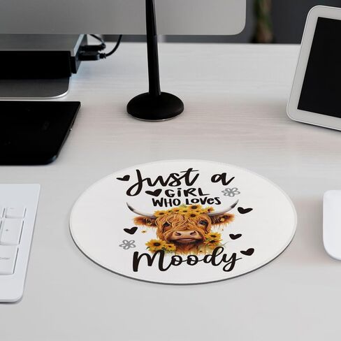 Highland Cow Mouse Pad,Cute Cow Floral Mousepad for Desk Home Office Dorm Computers Laptop Accessories,7.9x7.9 Inch in Saudi Arabia