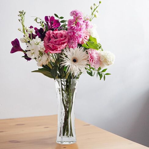 فازة كريستال سي اس ارتفاع 12 بوصة، تصميم توليب، للزهور والديكور. قطعة لامعة لطيفة جميلة. مثالية كهدية، ومناسبة لجميع المناسبات. in Kuwait