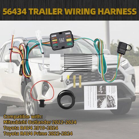 Dasbecan 56434 Trailer Wiring Harness Compatible with Mitsubishi Outlander 2022-2025 Toyota RAV4 2019-2025 Prime 2021-2024 4-Pin Connector Towing Wiring Kit in Saudi Arabia