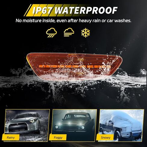 Front Side Marker Light Compatible with Chevy Captiva Sport 2012 2013 2014 2015, [DOT Certified] [IP67 Waterproof] Amber LED Sidemarker Lamp, 2 PCS, Amber Lens in Saudi Arabia