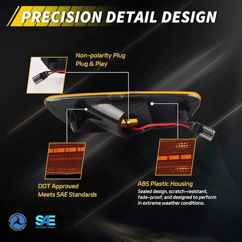 Front Side Marker Light Compatible with Chevy Captiva Sport 2012 2013 2014 2015, [DOT Certified] [IP67 Waterproof] Amber LED Sidemarker Lamp, 2 PCS, Amber Lens in Saudi Arabia