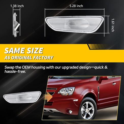 Front Side Marker Light Compatible with Chevy Captiva Sport 2012 2013 2014 2015, [DOT Certified] [IP67 Waterproof] Amber LED Sidemarker Lamp, 2 PCS, Amber Lens in Saudi Arabia