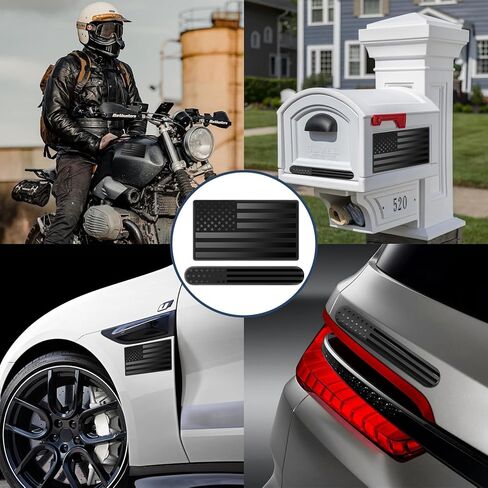 4 Pack Black Flag Emblems with 4x4 Badge, 3D Metal Decals Set for Truck SUV Motorcycle, Blackout Patriotic Car Stickers, Weatherproof Exterior Accessories (Black) in Saudi Arabia