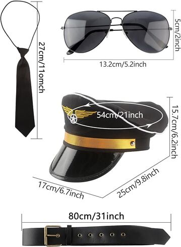 Children Pilot Costume Set Captain Uniform Dress Up for Kids Boys Halloween Cosplay Pretend Role Play Theme Party in Kuwait