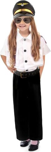 Children Pilot Costume Set Captain Uniform Dress Up for Kids Boys Halloween Cosplay Pretend Role Play Theme Party in Kuwait