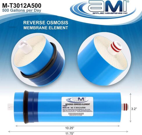 300 GPD غشاء التناضح العكسي بدون خزان | استبدال فلتر المياه بغشاء RO بدون خزان لنظام تنقية المياه بالتناضح العكسي | توافق عالمي 3 × 12 بوصة | صنع في الولايات المتحدة الأمريكية in Kuwait