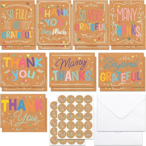 Fancy Land Kraft Thank You Cards 24 Pack Thank You Notes Greeting Cards with Envelopes Birthday Party Holiday Teachers Adults Kids 4 X 5.25 in Saudi Arabia