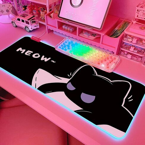 JMIYAV Pink RGB Gaming Mouse Pad 31.5x12 Inch PC XL Large Extended Glowing Led Light Up Desk Pad Non-Slip Rubber Base Computer Cute Mousepad Mat Desk Accessories Gaming Setup 352 in Saudi Arabia