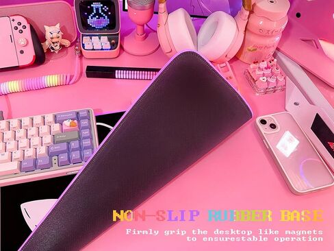 JMIYAV Pink RGB Gaming Mouse Pad 31.5x12 Inch PC XL Large Extended Glowing Led Light Up Desk Pad Non-Slip Rubber Base Computer Cute Mousepad Mat Desk Accessories Gaming Setup 352 in Saudi Arabia