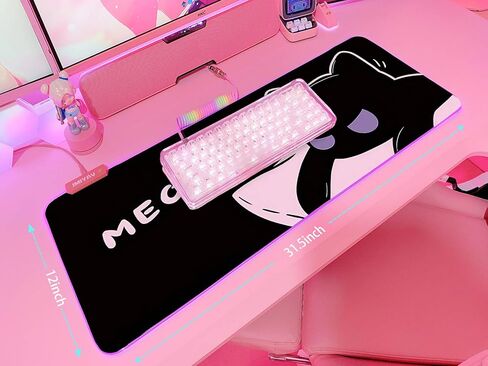 JMIYAV Pink RGB Gaming Mouse Pad 31.5x12 Inch PC XL Large Extended Glowing Led Light Up Desk Pad Non-Slip Rubber Base Computer Cute Mousepad Mat Desk Accessories Gaming Setup 352 in Saudi Arabia