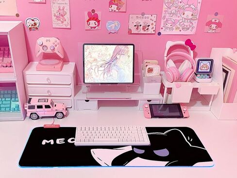 JMIYAV Pink RGB Gaming Mouse Pad 31.5x12 Inch PC XL Large Extended Glowing Led Light Up Desk Pad Non-Slip Rubber Base Computer Cute Mousepad Mat Desk Accessories Gaming Setup 352 in Saudi Arabia