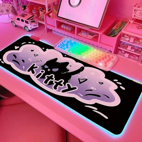 JMIYAV Pink RGB Gaming Mouse Pad 31.5x12 Inch PC XL Large Extended Glowing Led Light Up Desk Pad Non-Slip Rubber Base Computer Cute Mousepad Mat Desk Accessories Gaming Setup 352 in Saudi Arabia
