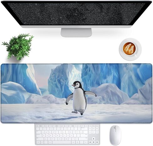 Furry Highland Cow Gaming Mouse Pad, 31.5"×11.8" Extended Desktop Mouse Pads for Keyboard Laptop Computer, Cute Cows in Daisy Field Large Desk Mat with Stitched Edges for Work Office Desk Decor in Saudi Arabia