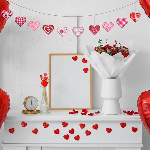 Zomiboo 24 Pieces Valentine's Day Wooden Hearts for Crafts Buffalo Plaid Heart Multi Colored Heart Decorative Farmhouse Valentines Decor for Christmas Valentine's Day Wedding Anniversary Themed Party in Saudi Arabia