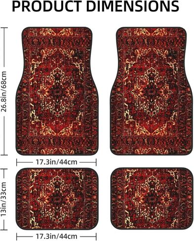 تصميم سجادة شرقية باللون الأحمر الداكن، سجادات أرضية السيارة الأمامية والخلفية، سجادات سيارة مضادة للانزلاق، مجموعة كاملة من 4 سجاد، حماية من جميع الأحوال الجوية in Kuwait