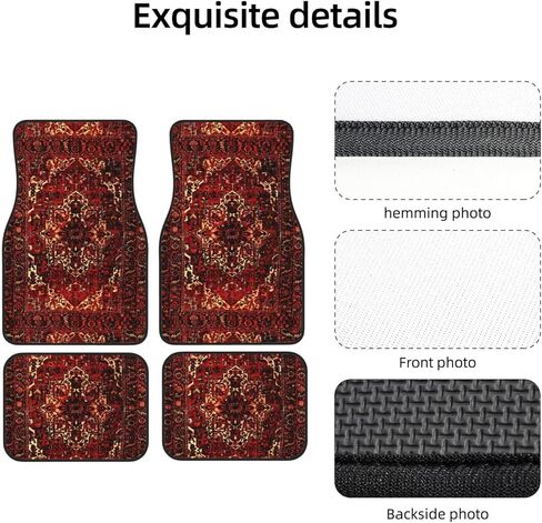 تصميم سجادة شرقية باللون الأحمر الداكن، سجادات أرضية السيارة الأمامية والخلفية، سجادات سيارة مضادة للانزلاق، مجموعة كاملة من 4 سجاد، حماية من جميع الأحوال الجوية in Kuwait