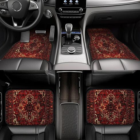 تصميم سجادة شرقية باللون الأحمر الداكن، سجادات أرضية السيارة الأمامية والخلفية، سجادات سيارة مضادة للانزلاق، مجموعة كاملة من 4 سجاد، حماية من جميع الأحوال الجوية in Kuwait