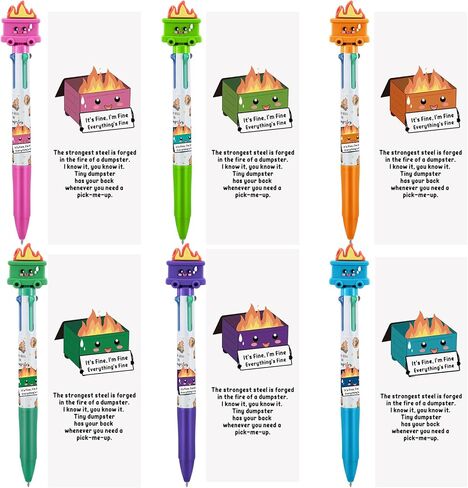 Kosiz 6 Set Christmas Funny Dumpster Accessories Office Desk Gifts, Multicolor Fire Ballpoint Pens & Encouraging Bookmarks Response Team Employee Appreciation Gift Bulk for Coworker Teacher in Saudi Arabia
