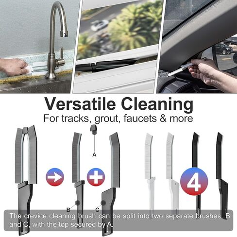 Hard Bristle Crevice Cleaning Brush Household Use, Grout Brush for Small Tight Spaces, Multi-Use for Bathroom, Kitchen, Car, Window Tracks, Sinks, Deep Clean Corners, Edges, and Gaps in Saudi Arabia
