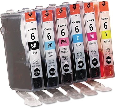 Canon BCI-6 Genuine Six Color Multi Pack, Compatible with iP8500, iP6000D, i9900, i9100, i960, i950, i900D, S9000, S900, S830D, S820D, S820, S800, and BJC 8200 Printers in Saudi Arabia
