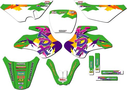 مجموعة كاملة من رسومات KDX 50 Throwback Green Senge Graphics الكاملة المتوافقة مع Kawasaki in Kuwait