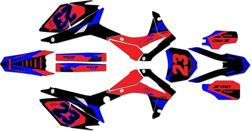 مجموعة رسومات لسيارة Honda CRF250R 2014-2017 وCRF450R 2013-2016 Evader Series Blue 16 Mil-Dirt Bike مجموعة ملصقات رسومات السباق المخصصة، بدون بلاستيك in Kuwait