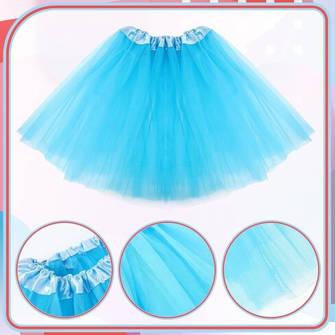 8 Tulle Tutu Costume Set for Women, Striped Knee Socks Tutu Skirt Stretchy Gloves Headband Necklace Bracelet Glasses in Saudi Arabia
