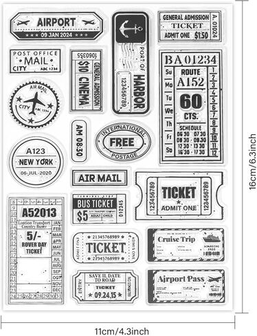 Vintage Travel Tickets Clear Stamps for Cards Making Retro Journey Postage Clear Stamp Seals 5.83x8.27inch Transparent Stamps for DIY Scrapbooking Photo Album Journal Home Decoration in Saudi Arabia