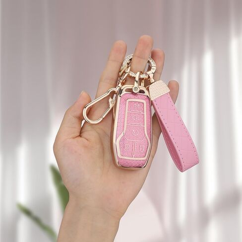 for Ford Key Fob Cover, Soft TPU Keys Protector Bling Key Fob Keychain for Explorer Mustang Fusion F150 Edge Lincoln MKZ MKC Nautilus, Gold Pink in Saudi Arabia