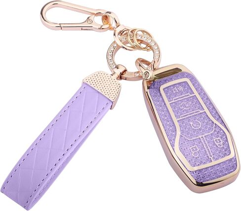 for Ford Key Fob Cover, Soft TPU Keys Protector Bling Key Fob Keychain for Explorer Mustang Fusion F150 Edge Lincoln MKZ MKC Nautilus, Gold Pink in Saudi Arabia