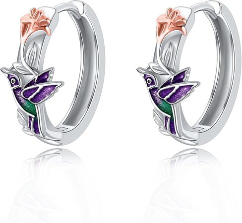 Flamingo Earrings 925 Sterling Silver Flamingo Hoop Earrings Flamingos Jewelry for Women in Kuwait