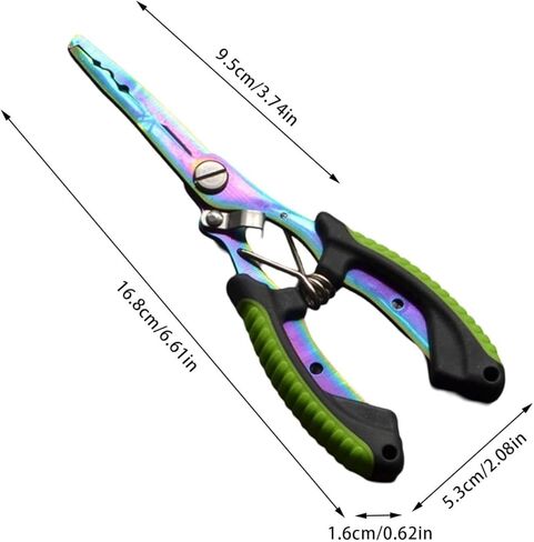 Fishing Scissors Set with Titanium Coated Cutter Nylon Sheath and Lanyard for Outdoor Hiking Crafting and Travel Use(Green) in Saudi Arabia