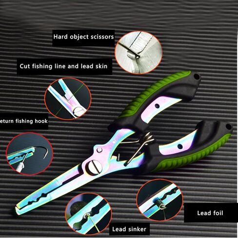 Fishing Scissors Set with Titanium Coated Cutter Nylon Sheath and Lanyard for Outdoor Hiking Crafting and Travel Use(Green) in Saudi Arabia