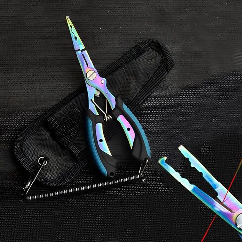 Fishing Scissors Set with Titanium Coated Cutter Nylon Sheath and Lanyard for Outdoor Hiking Crafting and Travel Use(Green) in Saudi Arabia