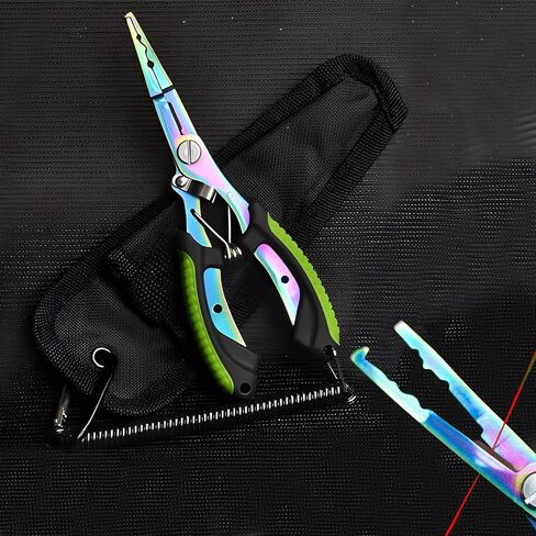 Fishing Scissors Set with Titanium Coated Cutter Nylon Sheath and Lanyard for Outdoor Hiking Crafting and Travel Use(Green) in Saudi Arabia