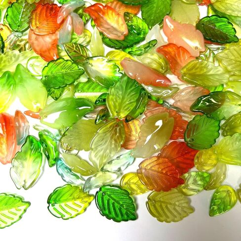 160 Pcs Leaf Beads for Jewelry Making, Assorted Bulk Transparent Glass Green Leaf Beads for Flower Caps Plants DIY Earring Pendant Jewelry Crafts in Saudi Arabia