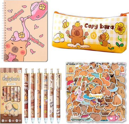 Capybara School Supplies, Capybara Stationery Set, Cute Capybara Gifts, Including Cartoon Journal, Pencil Case, Ballpoint Pen, Stickers for Girls Kids Teens in Saudi Arabia