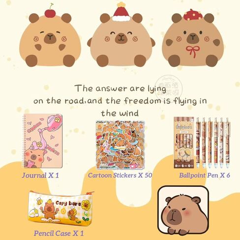 Capybara School Supplies, Capybara Stationery Set, Cute Capybara Gifts, Including Cartoon Journal, Pencil Case, Ballpoint Pen, Stickers for Girls Kids Teens in Saudi Arabia
