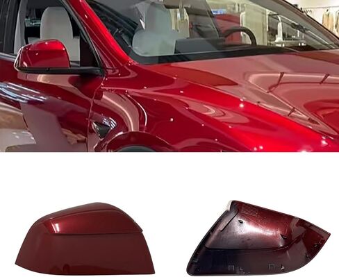 متوافق مع استبدال غطاء المرآة الجانبية Tesla Model Y Juniper 2025 (عالمي 2021-2024)، غطاء غطاء مرآة الرؤية الخلفية لجانب الراكب الأيمن لملحقات Model Y Juniper (أحمر) in Kuwait