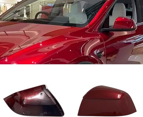 متوافق مع استبدال غطاء المرآة الجانبية Tesla Model Y Juniper 2025 (عالمي 2021-2024)، غطاء غطاء مرآة الرؤية الخلفية لجانب الراكب الأيمن لملحقات Model Y Juniper (أحمر) in Kuwait
