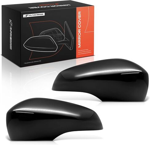 A-Premium 2 PCS Driver and Passenger Side Rearview Mirror Covers Caps - Compatible with Chevrolet Spark 2016-2022 - Smooth Black, Without Turn Signal Hole in Kuwait