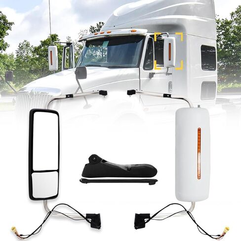 Chrome Door Mirror Assembly for International Prostar Heated Side Mirror for 2002-2018 International Prostar, Driver/Left Side (Left) in Saudi Arabia