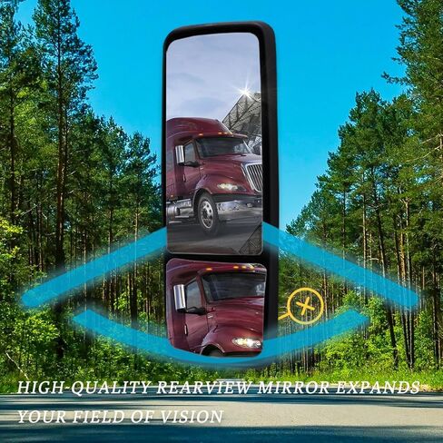 Chrome Door Mirror Assembly for International Prostar Heated Side Mirror for 2002-2018 International Prostar, Driver/Left Side (Left) in Saudi Arabia